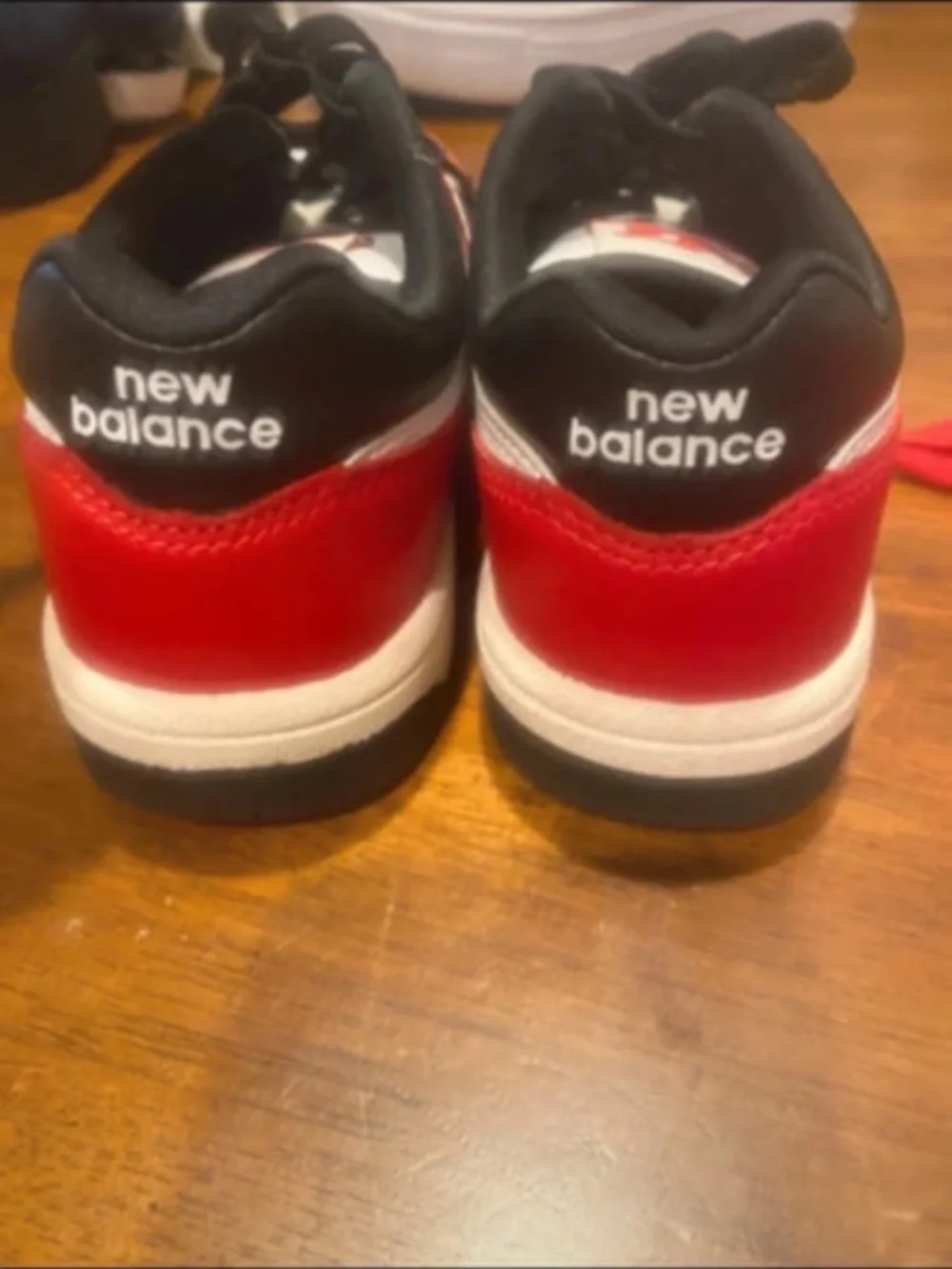 New Balance Kids Red, White and Black Low-Top Sneakers